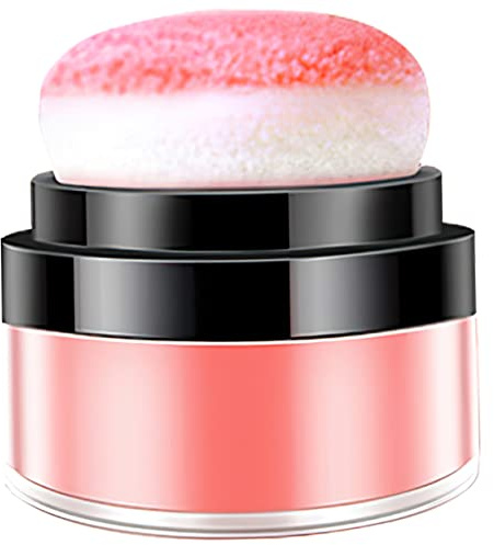 OATIPHO Rubor Suelto para Mejillas 1 Unidad Tono Coral Compacto Diseño de Cojín Natural para Mujeres Maquillaje Facial Portátil Uso Diario