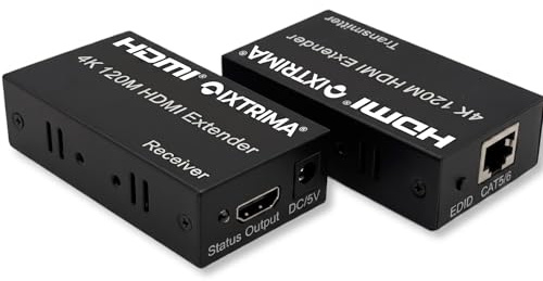 IXTRIMA Extender HDMI 4K UHD su Cavo LAN (3840 * 2160) 30Hz, Trasmettitore e Ricevitore, Supporto Cat 5E/6 fino a 120 Metri