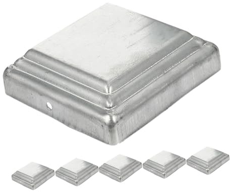 Uonlytech 6 Pièces Lot de Capuchons Carrés Acier pour Poteaux de Clôture Protection Durable pour Barrières de Circulation et Garde Corps Remplacement Robuste pour Poteaux de Jardin et