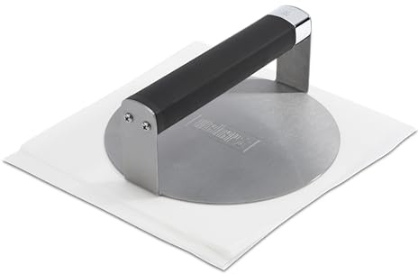 Weber Smashed Burger Press/robust och robust, med slät yta, tillverkad av rostfritt stål, halkfritt handtag – silver (3400846)