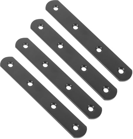 Alipis 4pièces Équerres Droites Métalliques pour Bois Supports De Poteaux De Clôture Plaque Métallique Perforée Équerres Plaque De Réparation pour Bois