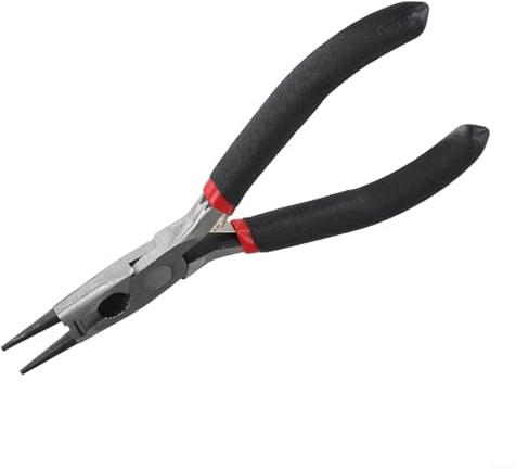 Pumixiy Pinze a punta piegata, con punta piatta e estremità arrotondata laterale, gadget per gioielli di precisione con manico adattato, compatto e leggero, per fai da te (E)