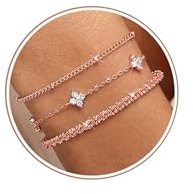 CASSIECA 3 Pcs Pulsera Plata Mujer de Ley Pulsera Circonitas Estilo Ajustable Oro Rosa Pulsera Cuentas Multiples Cadena Apilable Regalos de Joyería para Mujer