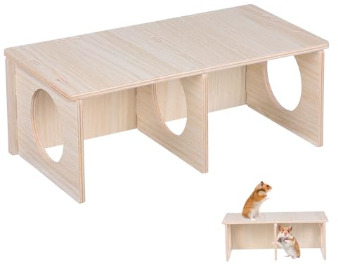 Veemoon Cachette en Bois Naturel pour Hamster et Cobaye, Petite Maison Sécurisée en Bois Massif, Cachette Spacieuse pour Petits Rongeurs, et Habitat Confortable pour Animaux de Compagnie