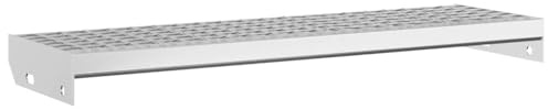 Mhdvray Marche caillebotis, 80 x 24 x 7 cm, barreau en acier galvanisé avec surface antidérapante, pour escaliers robustes en extérieur, argenté, résistant aux intempéries et durable pour porte