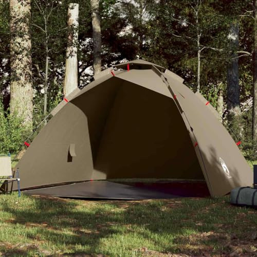 Fisketält för 4 personer brunt Quick Release campingtält med 190T polyester PU-beläggning, vattentätt, vindtätt, med bärväska och snabb montering för fiske, strand och utomhus