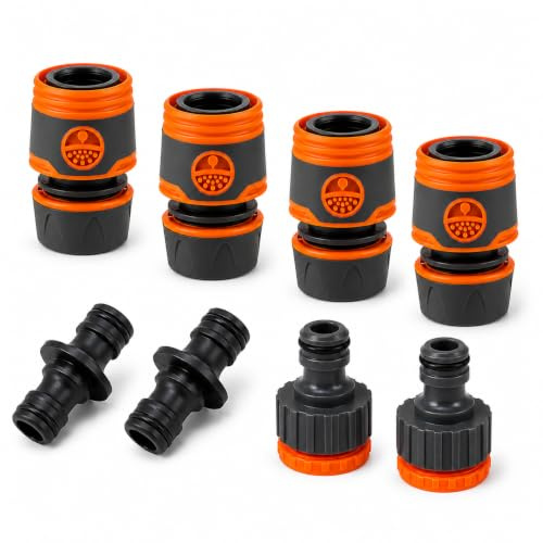 8pcs Raccord Tuyau d'Arrosage - Tuyau Rapides Raccord 1/2(13mm) | Adaptateur de Tuyau d'Arrosage de 1/2 à 3/4 pouce et Raccord Double 1/2, Connexion Étanche Fiable, pour Arrosage Jardin