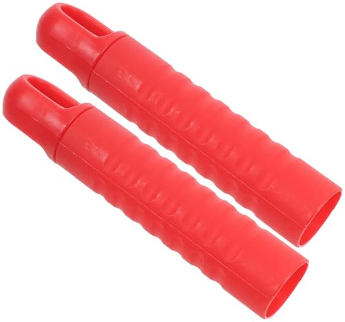 TOPBATHY Broom Handle Grip Replacement Mop Handle End Caps Plastic and Red 2pcs with Anti-Slip Feature and Tail Hole, Easy Installation for Home and Office Cleaning Tools for Home Office