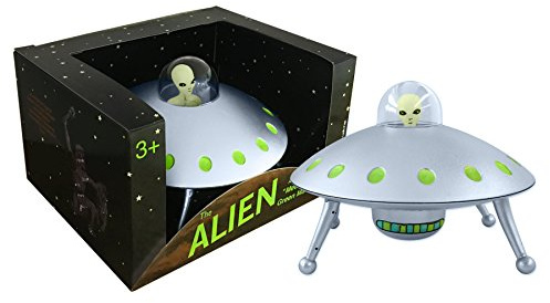 Off the Wall Toys Alien Glow-in-The-Dark UFO Space Ship and Bendable Action Figure Toy