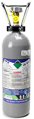 Botella de ácido carbónico de 2 kg / botella de CO2 de 2 kg / botella reutilizable llena con ácido carbónico (CO2) / calidad alimentaria según E290 / Nuevo / TÜV probado/importación