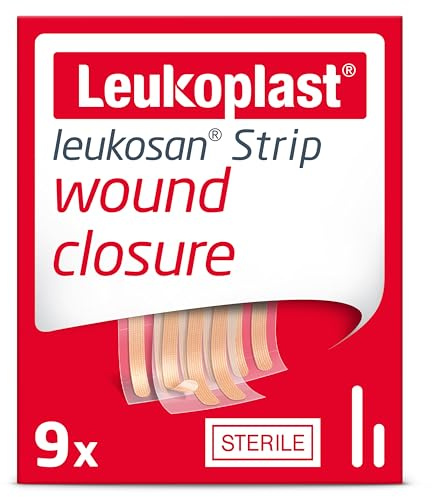 Leukoplast Leukosan Strip – Cerotto per sutura cutanea sterile con bordi arrotondati – Flessibile e traspirante, Cerotto per tagli e incisioni superficiali –confezione assortita, 2 bustine (6+3 pezzi)