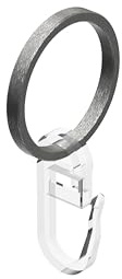 INTERDECO Gardinenstangen Gardinenringe, aus Edelstahl, Flachringe mit Faltenhaken für Vorhangstangen 16 mm, Ringe in 28 x 24 mm, Typ 1116503, 10 Stück