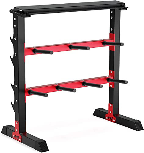 Hop-Sport Hantelständer, Hantelablage, Ablage für Gewichte, Langhanteln & Kurzhanteln, 7 Scheibenaufnahmen, Stabiler Hantelhalter, 350 kg Max. Belastbarkeit