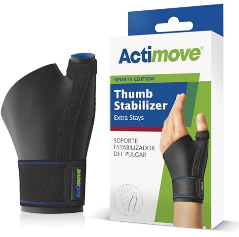 Actimove - Sports Edition - Daumen-Stabilisator für Damen und Herren - zur Schmerzlinderung & Unterstützung - Latex- und Neoprenfrei (Schwarz, S/M)