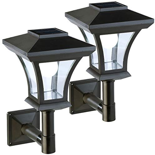 Lunartec Solar Wandleuchte Garten: 2er-Set Solar-LED-Wandleuchten WL-345, 45 Lumen, 0,3 Watt (Solarwandlampe, außen-Beleuchtung, Panel)