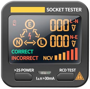 Weskjer Tester di Tensione, Display LCD Digitale Tester presa Intelligente Spina UE Rilevatore RCD Polarizzazione Elettroscopio per Rete Spina di Prova per ANENG AC11