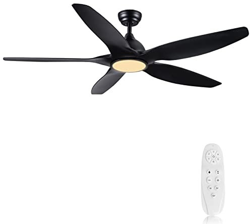 Newday Ventilador de Techo Negro 153cm Con Luz, Mando a Distancia, 3 Temporizador, 5 Aspas Grande, Dimmer Silencioso Para Sala de Estar