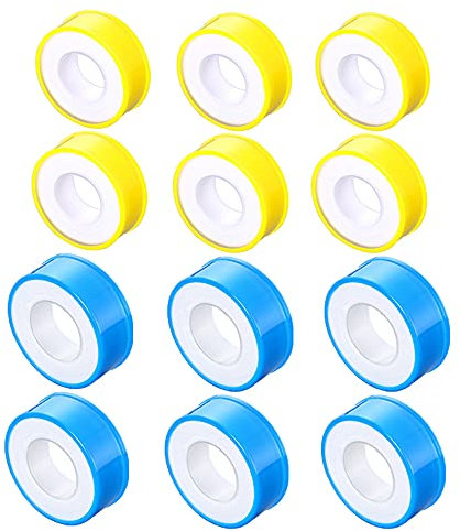 Dzsomt Nastro Teflon Idraulico 12 Pezzi Nastro Filettato PTFE Nastro Teflon Idraulico in PTFE Ad Alta Densità Nastro Sigillante in PTFE Nastro in Teflon PTFE Nastro Sigillante Tubo
