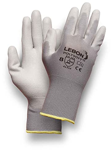 LEBON POLYSOFT Gant de travail multifonction (réparations, fintions, travaux de précision, jardinage...). Gant léger, confortable et souple. lot de 12 paires. (9)
