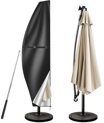 wiipara Sonnenschirm Schutzhülle 3-4 M Sonnenschirmhülle (280x30/81/46 cm) | Reißfest, Wasserdicht & UV-Schutz, Ampelschirm Hülle mit Stab, Wetterfeste Oxford-Stoff Abdeckhauben, Gartenschirm Abdeckung