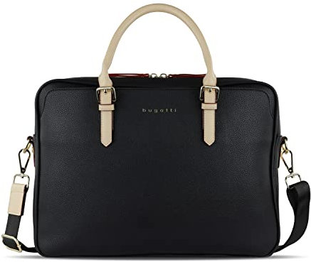 bugatti Ella Businesstasche 15, Aktentasche aus Kunstleder mit Laptopfach, schwarz