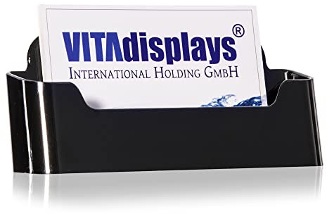 10 Stk. DIN A7 Tisch-Visitenkartenhalter im Querformat, standfester Visitenkartenspender, Visitenkartenständer in schwarz, Visitenkartenaufsteller für A7 Flyer und Visitenkarten