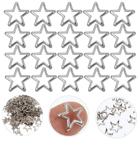 zalati Nieten für Leder, Metall, Sterne, Nieten, Krallennägel, hohl, silberfarben, für Ledergürtel, Taschen, Dekoration, 12 mm