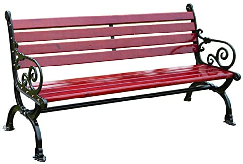 Gartenbank Wetterfest 2 Sitzer Gusseisenrahmen Massivholz Sitzbank Outdoor | Holzbank mit Rückenlehne & Armlehne, Parkbank Stabile Balkonbank Bis 270 kg Belastbar, Ergonomische Sitzfläche(C,1.2m)