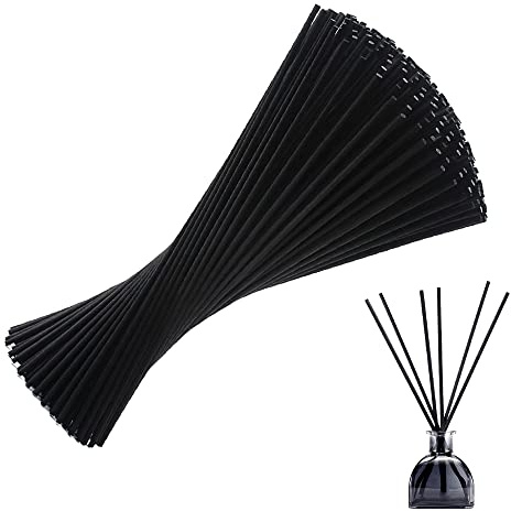 Wuzdy 200 Pièces Huile Essentielle Diffuseurs De Rotin, Huile Parfum Diffuseur Bâtons De Rechange, Reed Sticks, Parfum D'Huile Essentielle Diffuser, pour Maiso, Bureau, Hôtel Spa (3mm*25cm, Noir)