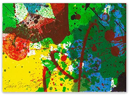 Sam Francis abstrakte Leinwand, Wandkunst, Bilder, berühmte Gemälde, Druck auf Leinwand, abstrakte Reproduktionen, Drucke für Wohnzimmer-Dekoration, 70 x 100 cm, rahmenlos