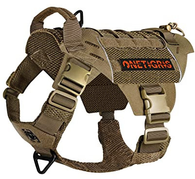 OneTigris X Commander Taktisches Hundegeschirr, Air Mesh Brustgeschirr Hund mit 1 Komfortgriff und 2 Metall-D-Ring, Hochpräzises Laserschneiden Langlebig Nylon Geschirr Hund mit Reflektierenden