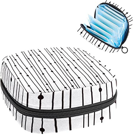 Damenbinde Aufbewahrungstasche Periode Kit Tasche für Schule Menstruationstasse Beutel Damenbinden Binden Organizer Tasche Einfaches Schwarz-Weiß-Muster mit Punkten