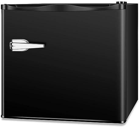 LHRIVER Mini Freezer Compact Upright Freezer, 1.2Cu.ft Small Freezer with Handle, Removable Shelves, Adjustable Thermostat, Low Noise Mini Freezers for Bedroom, Apartment, Home, Office, Black