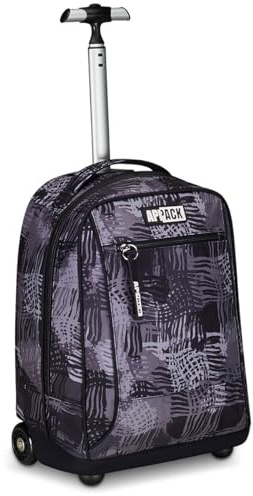 Appack Big Trolley Scuola, Nero, 2 in 1, Doppio Uso, Zaino con Carrello Fisso e Crossover System, Viaggio, Bambino Ragazzo