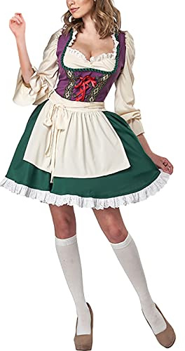 QWUVEDS Oktoberfest Damen Outfit kostüm dienstmädchen das dienstmädchen und der dienstmädchen Kleid bühnenkostüm kostüm kostüm Bier Damen Halloween kostüm kostüm damenkleid Kleid Mini Damen