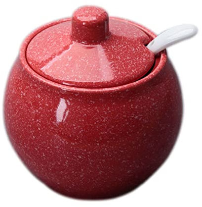 Zuccheriera in Ceramica, Zuccheriera, Zuccheriera Tinta Unita con Coperchio, Simpatica Zuccheriera in Porcellana con Cucchiaio, Piccola Pentola for Sale-Rosso-10x7x10cm ( Colore : Blu , Dimensioni ( C