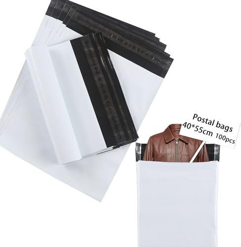 huruirui Versandtaschen 100Stück/40x55cm Plastik Versandbeutel Blickdicht Selbstklebend Versandtaschen Warensendung Versandtüten für Kleidung Logistikverpackungen Transport Verpackungskarton