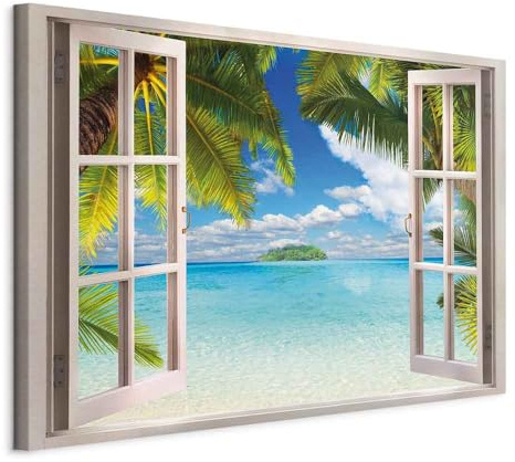 murando - Leinwandbild Fensterblick, Schlafzimmer, Wohnzimmer, Kunstdruck | Hochwertige Leinwand, sofort aufhängbar, ideal fürs Wohn- oder Schlafzimmer, wasserfest und lichtecht, langlebig, stilvoll