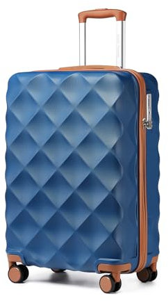 British Traveller Handgepäck Koffer 54x36.5x21.5 cm, Hartschalen Reisekoffer aus ABS+PC mit TSA-Schloss, Koffer Trolleys mit 4 Rollen für Kurztrips und Business, Blau