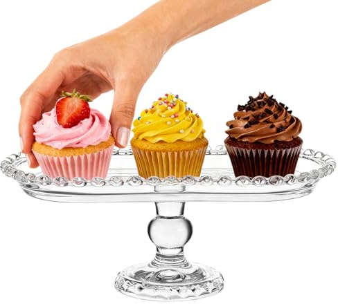 OUNONA Crystal Glass Fruit Plate Multipurpose Serving Tray with High Base Design, Modern Snack and Dessert Plate Suitable for Buffet and Housewarming, Practical Afternoon Tea Storage