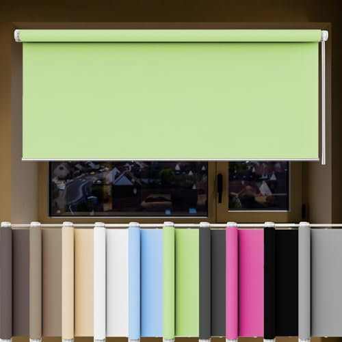 Seitenzugrollo 40 x 140 cm Verdunkelung Rollos Sichtschutz und Sonnenchutz Tenebra Thermorollo Rollo für Fenster und tür, Grün