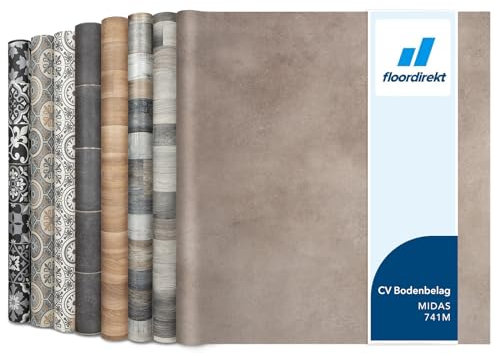 Floordirekt PVC Bodenbelag Meterware nach Maß Vinylboden, CV Linoleum für Küche & Balkon in Holzoptik, Fliesenoptik, Steinoptik - robust & pflegeleicht 200 x 400 cm | Atlantic Midas 741M