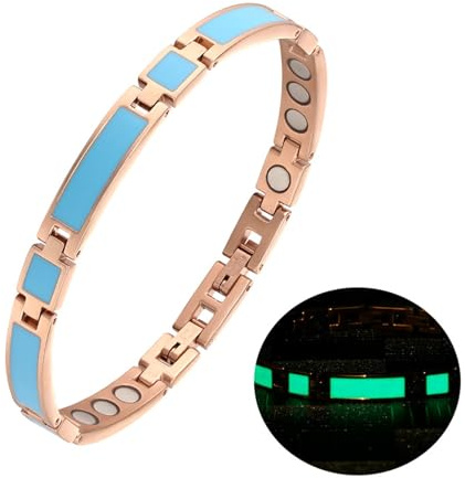 YINOX Supermagnetisches Edelstahlarmband für Damen, modisches Nachtleuchtarmband, Magnetarmband für Damen, Geschenkbox im Lieferumfang enthalten (Blau)
