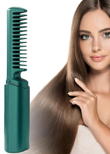 Minii Piastra Capelli Ricaricabile, 2 in 1 spazzola lisciante portatile senza fili con 3 temperature regolabili, pettine arricciacapelli, Pettine Lisciante, per Capelli da Viaggio Uomo e Donna