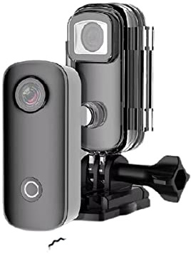 Action Camera with Image Stabilization, Mini Thumb Camera 1080P30FPS / 4K30FPS H.265 12MP 2.4G 30M Waterproof Case Action Sport DV Camcorder High Frame Rate Stable performance(C100 Add 64GB,Nero)