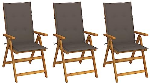 Sufrk Klappbare Gartenstühle 3 STK. mit Auflagen TerrassenstüHle CampingstüHle Set Klappbar StüHle FüR DraußEn BalkonstüHle Massivholz Akazie - 3064097