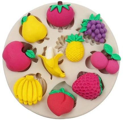Epoxidharz-Formen, 9,8 x 9,8 x 1,3 cm, Silikonform, Trauben, Banane, Erdbeere, Kirsche, Harz, Cupcake, Fondant, Kuchen, Obst, Spitze, Dekorationswerkzeuge zum Backen