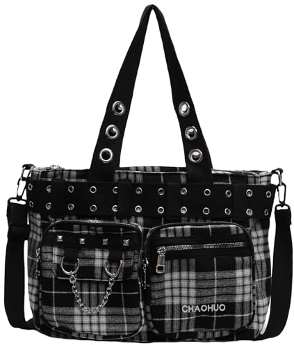 Makukke Y2K Tote Bag Damen, Gothic Umhängetasche Shopper Tasche Handtasche Schultertaschen für Arbeit Büro Reisen Einkaufen Schule