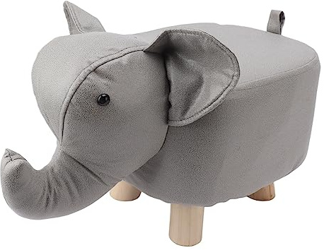 Grcfumo Poggiapiedi A Forma Di Animale Di Elefante Da 9,8 Pollici, Pouf Poggiapiedi Con Morbido Cuscino Imbottito E Piedini Antiscivolo, Comodo Sgabello Carino Per Bambini Asilo (Light Grey)