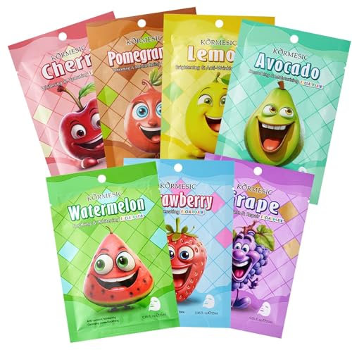 7 Pcs Masques Pour Le Visage Masque Visage Enfant Masque Visage Ado Fille Masque Visage Bio Masque Visage Femme Masque Visage Tissu Coffret Masque Visage Ado Fille Masque Visage Au Fruit